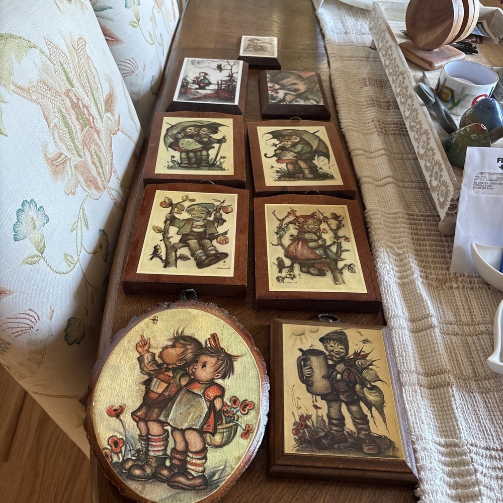 Vintage Hummel Wood Wall Plaque Prints (Set of 9) Different Sizes Shown In Photo